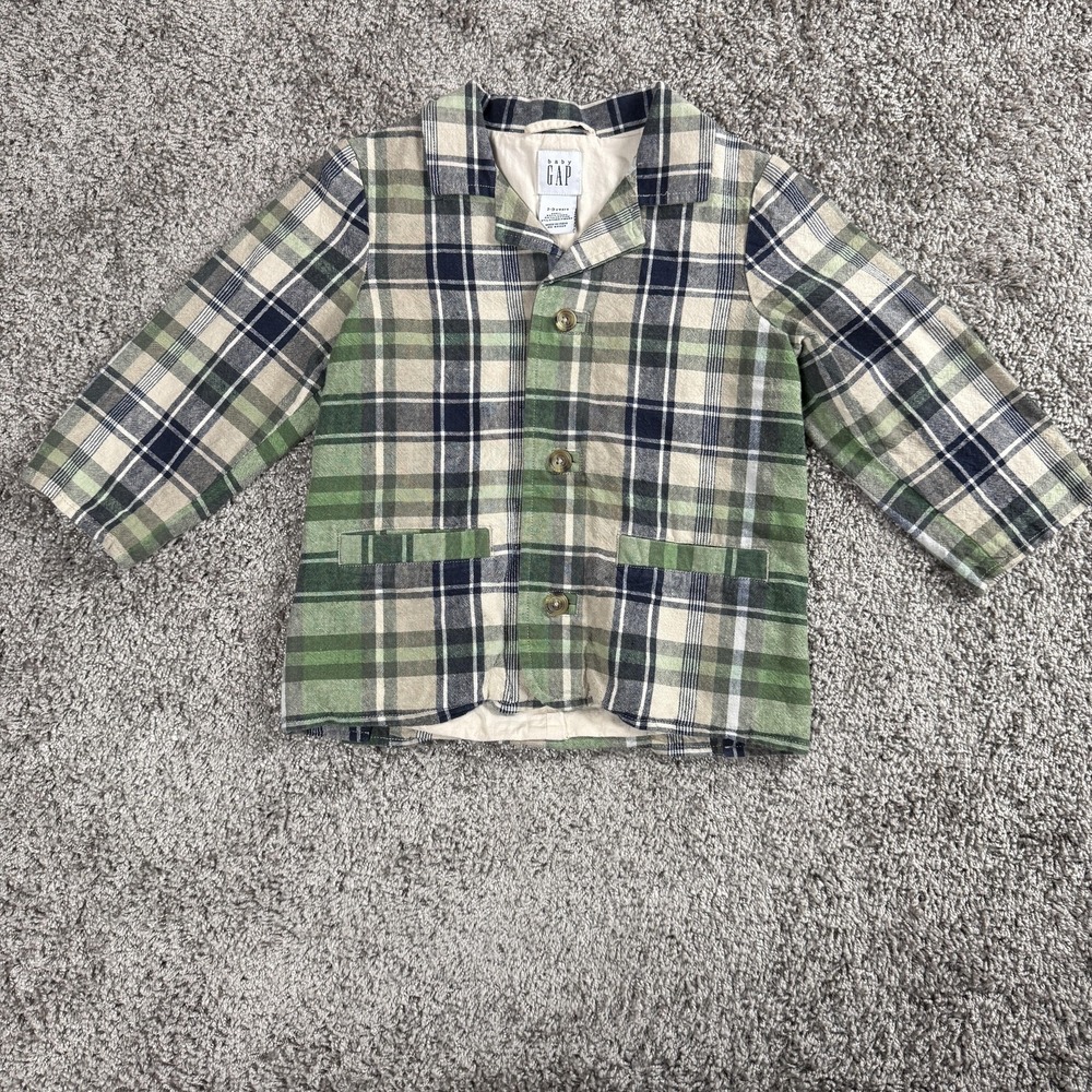 VTG Baby GAP Boys Jacket 2-3 Years Plaid Seersucker Old Money‎ Preppy Blazer
